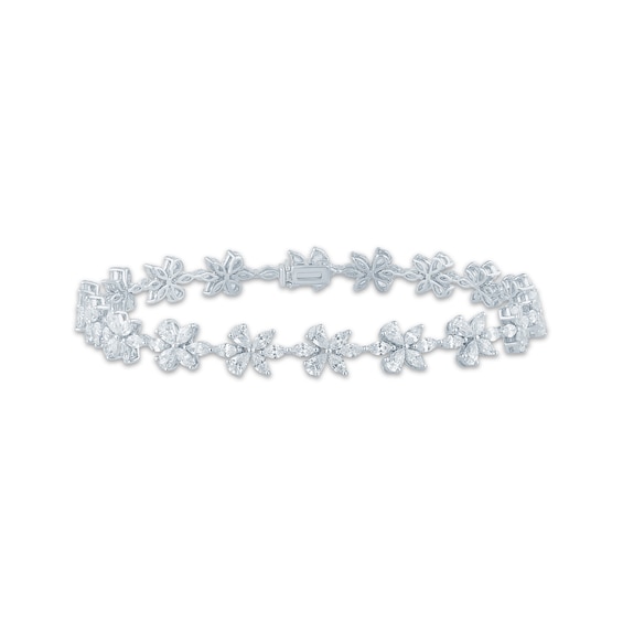 Monique Lhuillier Bliss Pear & Marquise Flower Bracelet 4-1/2 ct tw Platinum-Plated Sterling Silver 7"