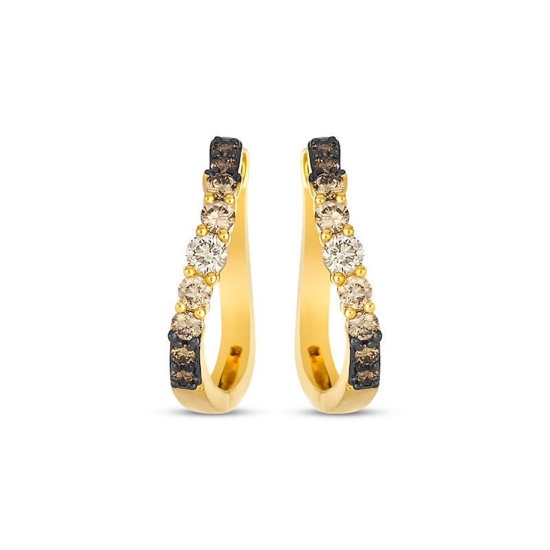 Main Image 2 of Le Vian Desert Diamonds Chocolate Ombré Wave Hoop Earrings 1/2 ct tw 14K Honey Gold