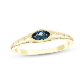 STUDIO BY KAY Marquise-Cut London Blue Topaz & White Lab-Created Sapphire Scatter Ring 24K Yellow Gold Vermeil Sterling Silver