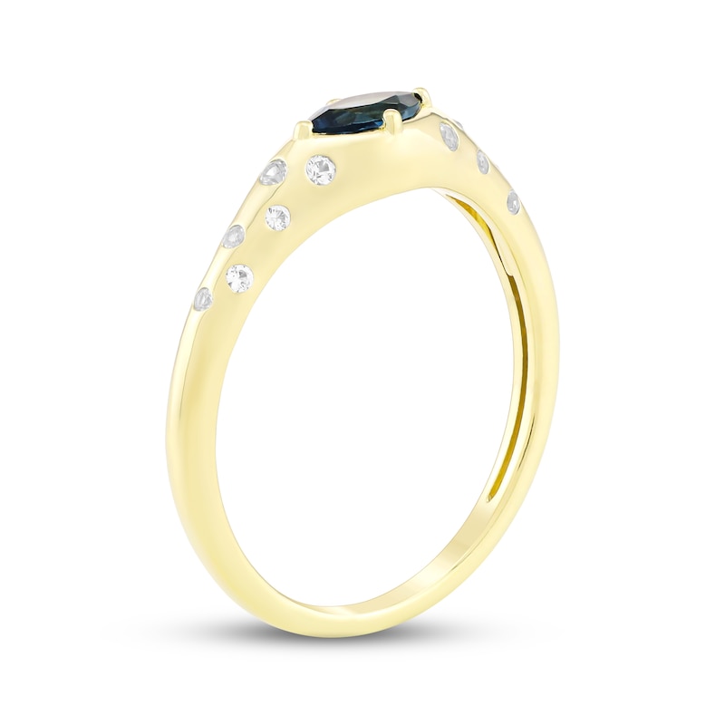 Main Image 2 of STUDIO BY KAY Marquise-Cut London Blue Topaz & White Lab-Created Sapphire Scatter Ring 24K Yellow Gold Vermeil Sterling Silver