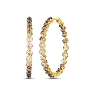Le Vian Desert Diamonds Chocolate Ombré Inside-Out Hoop Earrings 2-3/4 ct tw 14K Honey Gold