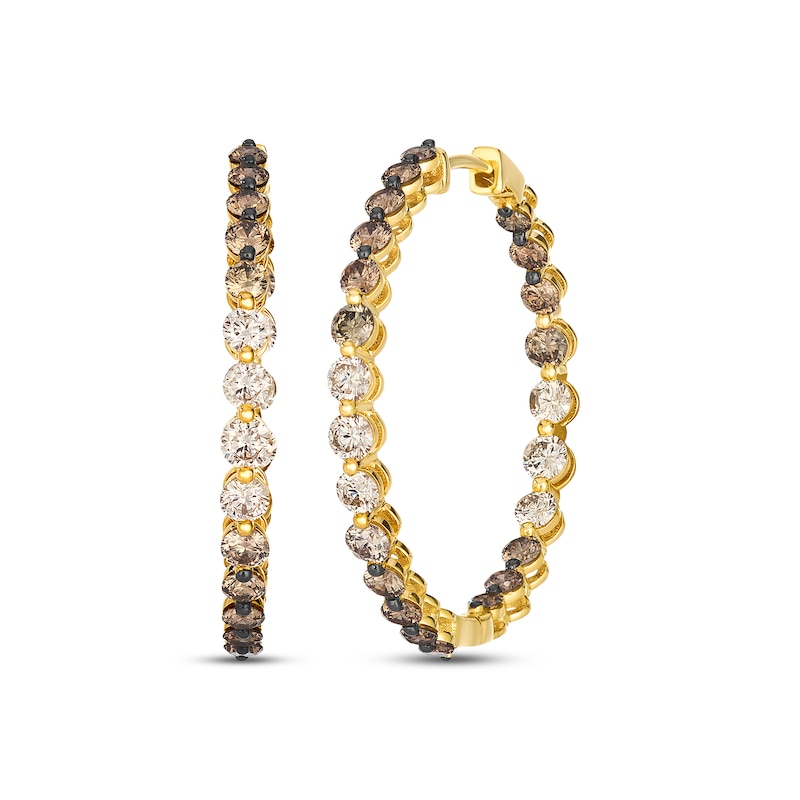 Main Image 1 of Le Vian Desert Diamonds Chocolate Ombré Inside-Out Hoop Earrings 2-3/4 ct tw 14K Honey Gold