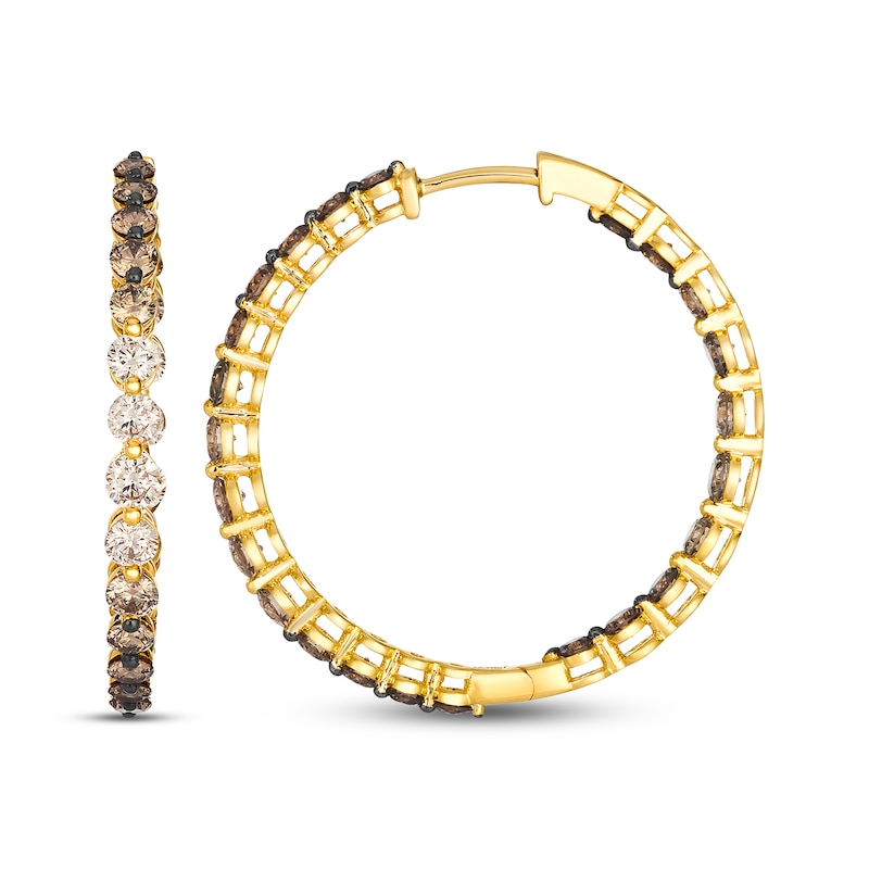 Main Image 3 of Le Vian Desert Diamonds Chocolate Ombré Inside-Out Hoop Earrings 2-3/4 ct tw 14K Honey Gold