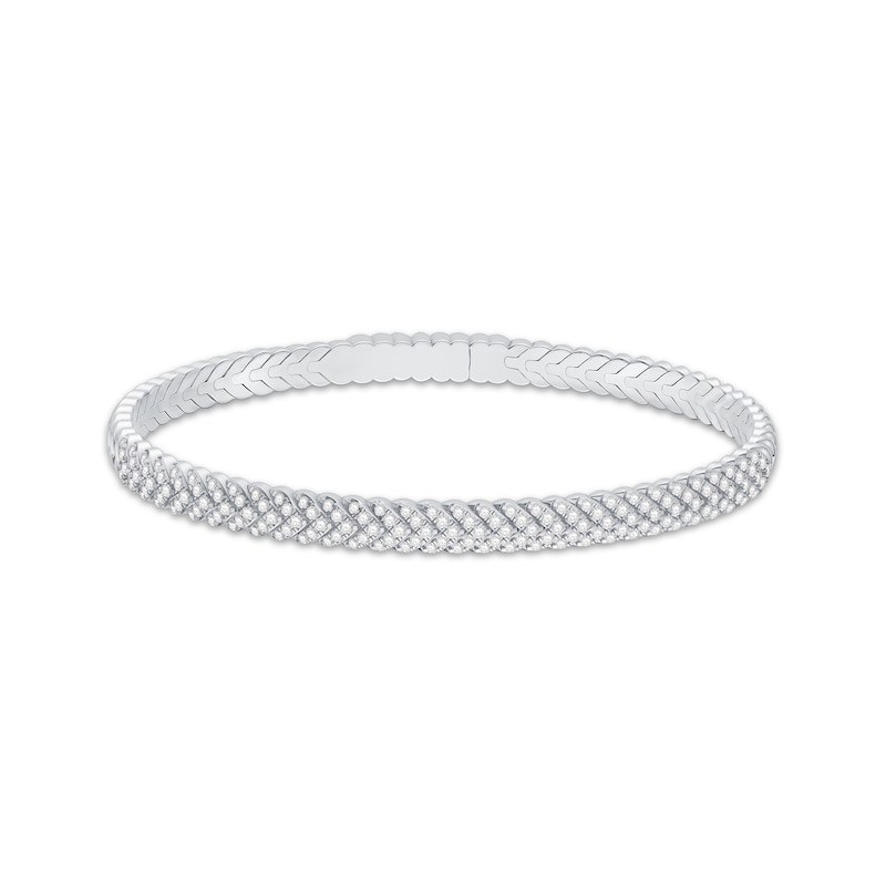 Main Image 1 of KAY Lab-Grown Diamonds Chevron Flex Bangle Bracelet 1-1/4 ct tw 10K White Gold
