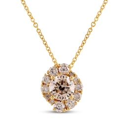 Desert Diamonds Halo Necklace 1-1/2 ct tw 10K Yellow Gold 18"