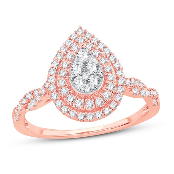 Now + Forever Multi-Diamond Engagement Ring 1/2 ct tw Round-cut 10K Rose Gold