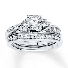 Now + Forever Princess-Cut Diamond Bridal Set 3/8 ct tw 10K White Gold