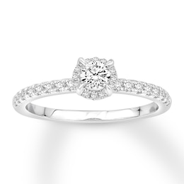 Now + Forever Diamond Engagement Ring 1/2 ct tw Round-cut 14K White Gold