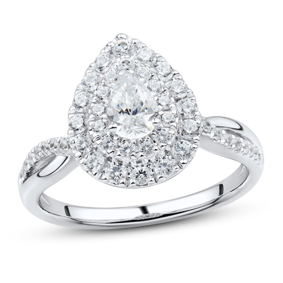 Now + Forever Diamond Engagement Ring 1 ct tw Pear & Round-Cut 14K White Gold