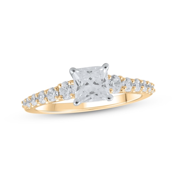 Now + Forever Lab-Grown Diamonds Princess-Cut Engagement Ring 1-1/2 ct tw 14K Yellow Gold