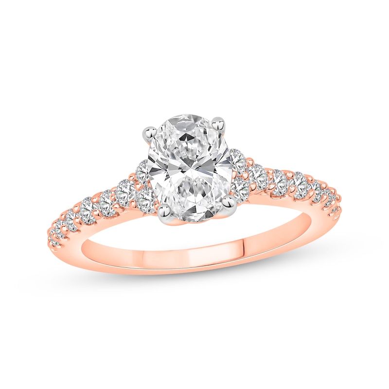 Main Image 1 of Now + Forever Lab-Grown Diamonds Oval-Cut Engagement Ring 2 ct tw 14K Rose Gold