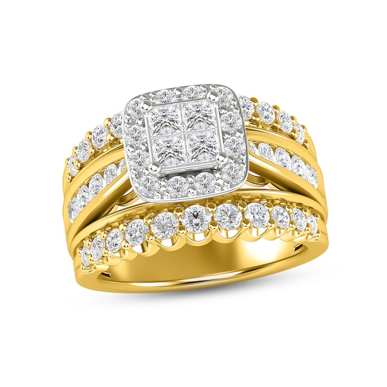 Now + Forever Multi-Diamond Engagement Ring 2 ct tw Princess & Round-cut 14K Yellow Gold