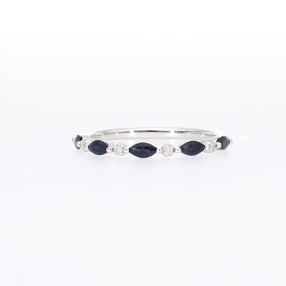 Thumbnail Image 5 of Now + Forever Blue Sapphire & Diamond Anniversary Ring 10K White Gold