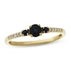 Thumbnail Image 0 of Blue Sapphire & 1/20 ct tw Diamond 3-Stone Ring 10K Yellow Gold
