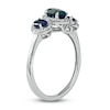 Thumbnail Image 1 of Three-Stone Blue Sapphire & Diamond Ring 1/8 ct tw Oval, Round-Cut 10K White Gold