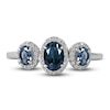 Thumbnail Image 2 of Three-Stone Blue Sapphire & Diamond Ring 1/8 ct tw Oval, Round-Cut 10K White Gold