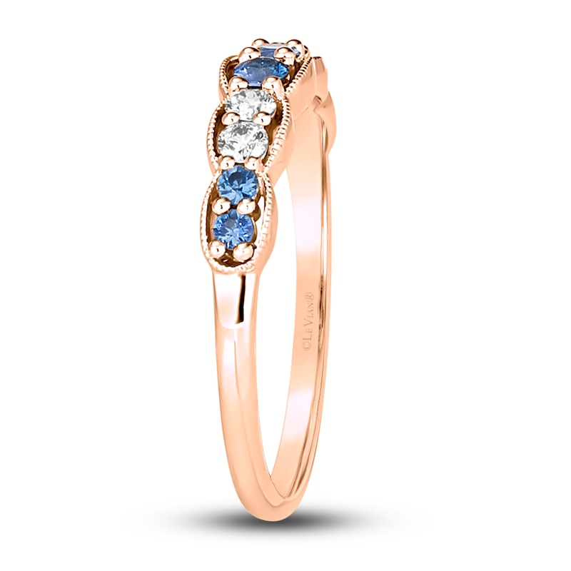 Le Vian Sapphire & Diamond Stacking Ring 1/6 ct tw Diamonds 14K Strawberry Gold