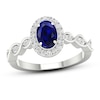 Thumbnail Image 0 of Diamond & Sapphire Engagement Ring 1/5 ct tw Oval/Round-cut 10K White Gold
