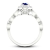 Thumbnail Image 1 of Diamond & Sapphire Engagement Ring 1/5 ct tw Oval/Round-cut 10K White Gold