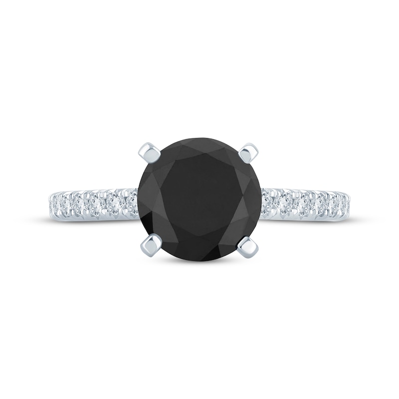 Round-Cut Black & White Diamond Engagement Ring 2-1/5 ct tw 14K White Gold