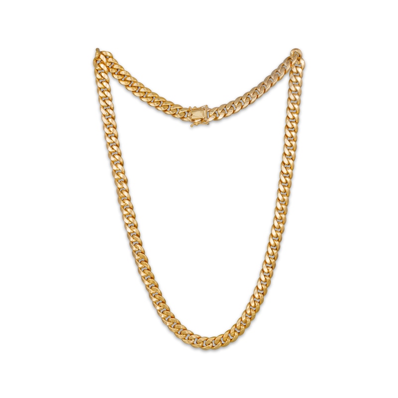 Hollow Cuban Curb Chain Necklace 9.3mm 10K Yellow Gold 22"