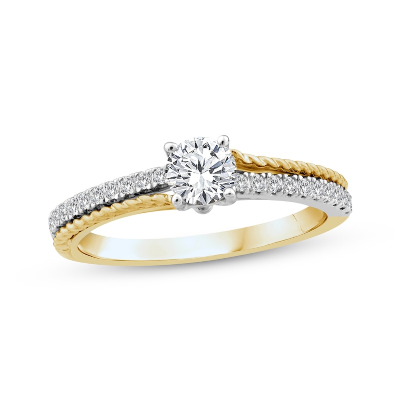 Threads of Love Round-Cut Diamond Engagement Ring 5/8 ct tw 14K Two-Tone Gold