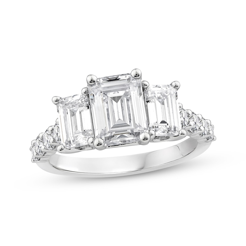 Memories Moments Magic Emerald-Cut Lab-Created Diamond Three-Stone Engagement Ring 3-1/2 ct tw 14K White Gold