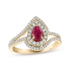 Thumbnail Image 0 of Greenland Rubies Collection Pear-Shaped Natural Ruby & Lab-Created Diamond Ring 3/8 ct tw 14K Yellow Gold