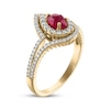 Thumbnail Image 1 of Greenland Rubies Collection Pear-Shaped Natural Ruby & Lab-Created Diamond Ring 3/8 ct tw 14K Yellow Gold