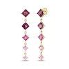 Thumbnail Image 0 of Square-Cut Rhodolite Garnet, Pink Sapphire & Pink Tourmaline Drop Earrings 10K Yellow Gold