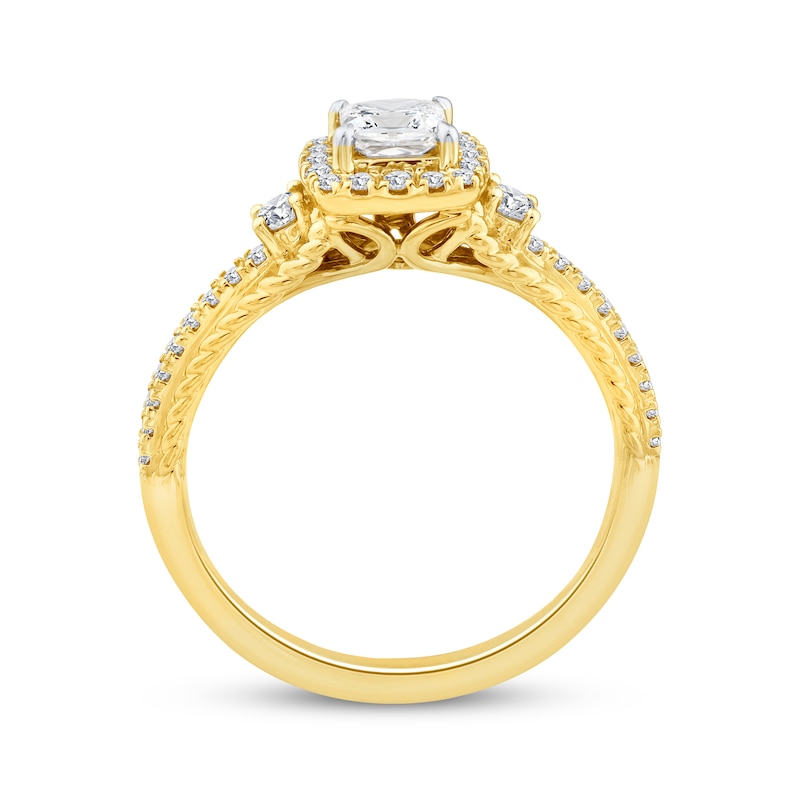Threads of Love Princess-Cut Diamond Halo Engagement Ring 3/4 ct tw 14K Yellow Gold