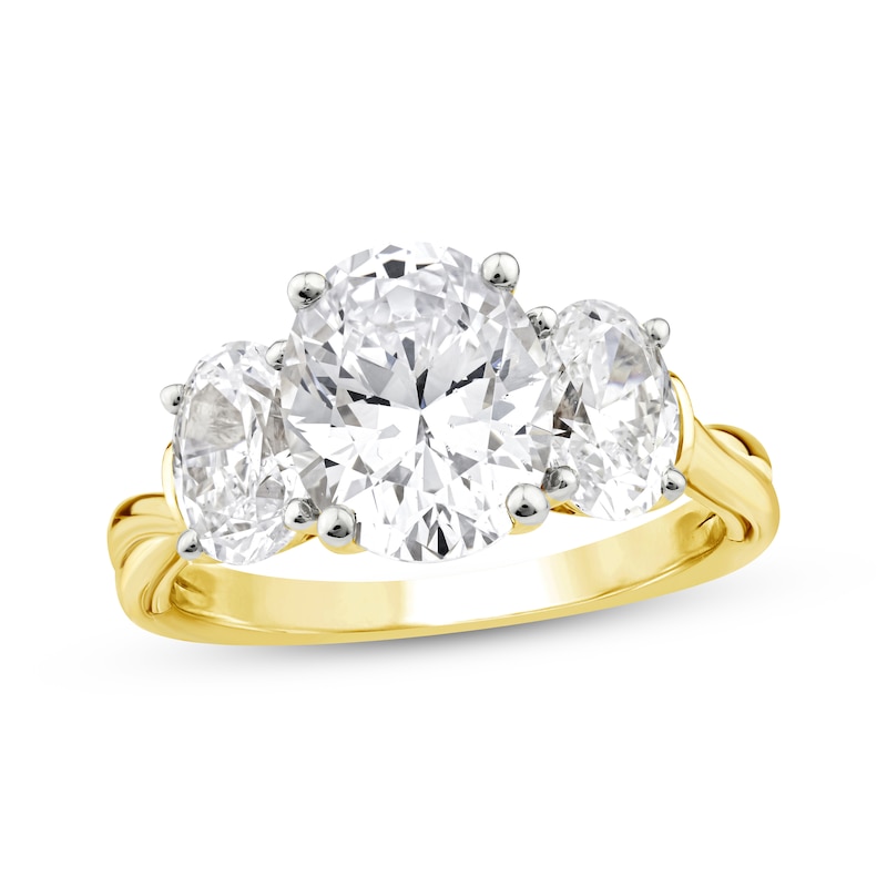 Memories Moments Magic Oval-Cut Lab-Created Diamond Three-Stone Engagement Ring 3-1/2 ct tw 14K Yellow Gold