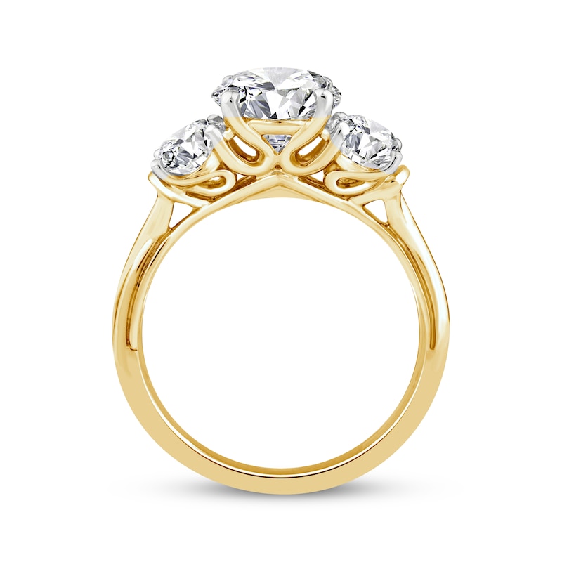 Memories Moments Magic Oval-Cut Lab-Created Diamond Three-Stone Engagement Ring 3-1/2 ct tw 14K Yellow Gold