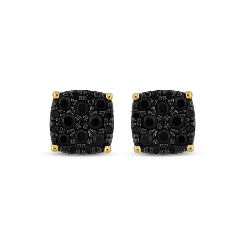 Men's Black Diamond Stud Earrings 1 ct tw 10K Yellow Gold