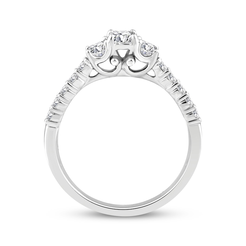 Memories Moments Magic Emerald-Cut Diamond Three-Stone Engagement Ring 1 ct tw 14K White Gold