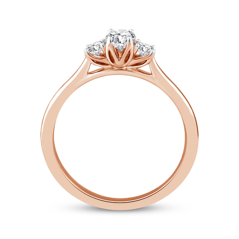 Memories Moments Magic Oval & Round-Cut Diamond Three-Stone Engagement Ring 1/2 ct tw 14K Rose Gold
