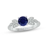 Thumbnail Image 0 of Blue Lab-Created Sapphire & Diamond Leaf Promise Ring 1/10 ct tw Round-cut Sterling Silver