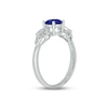 Thumbnail Image 1 of Blue Lab-Created Sapphire & Diamond Leaf Promise Ring 1/10 ct tw Round-cut Sterling Silver