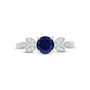 Thumbnail Image 2 of Blue Lab-Created Sapphire & Diamond Leaf Promise Ring 1/10 ct tw Round-cut Sterling Silver