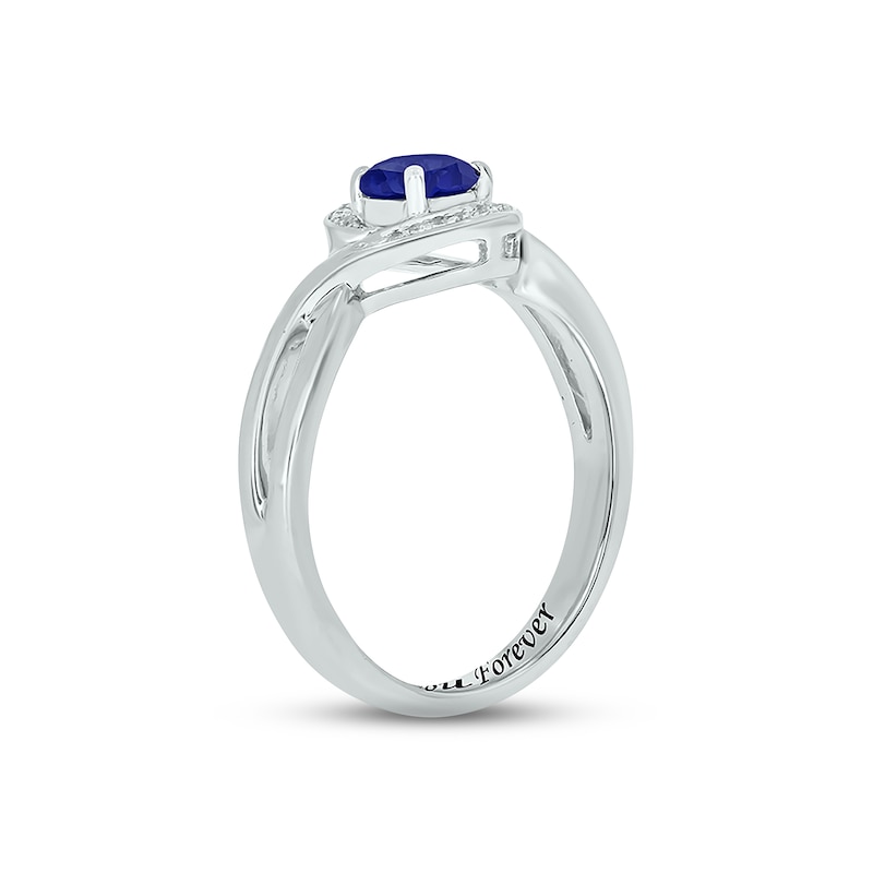 Blue Lab-Created Sapphire & Diamond Promise Ring 1/20 ct tw Round-cut Sterling Silver