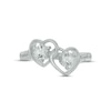 Thumbnail Image 2 of White Lab-Created Sapphire Double Heart Promise Ring Sterling Silver