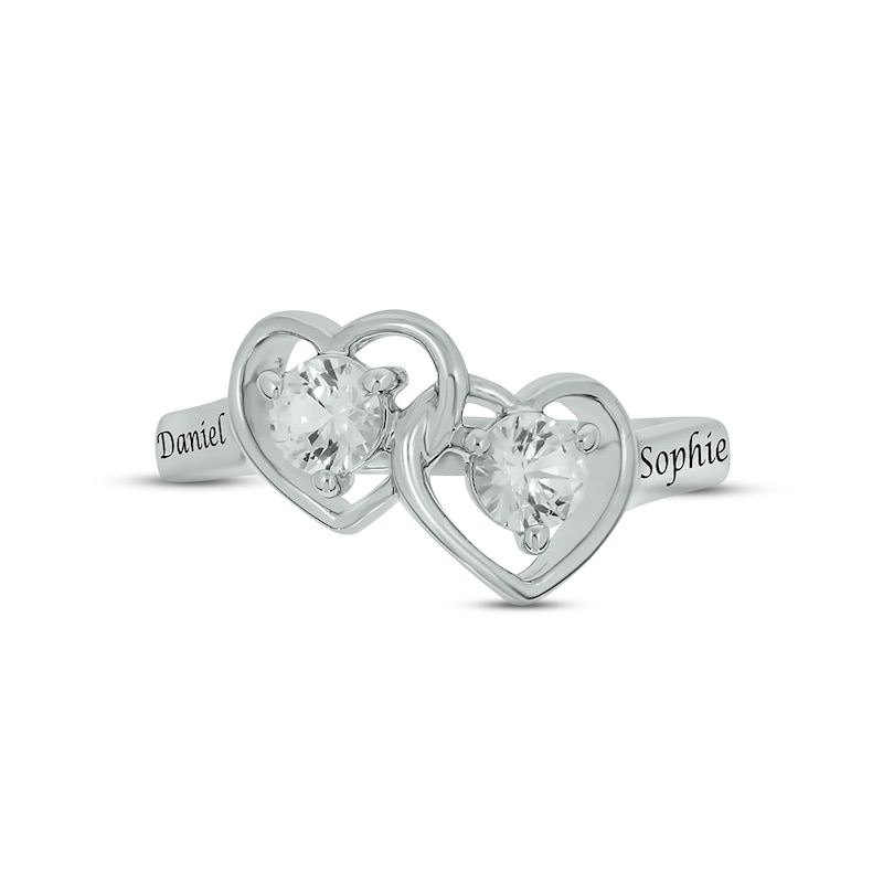 White Lab-Created Sapphire Double Heart Promise Ring Sterling Silver