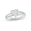 Thumbnail Image 0 of White Lab-Created Sapphire & Diamond Heart Promise Ring 1/10 ct tw Round-cut Sterling Silver