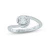 Thumbnail Image 0 of White Lab-Created Sapphire & Diamond Promise Ring 1/20 ct tw Round-cut Sterling Silver