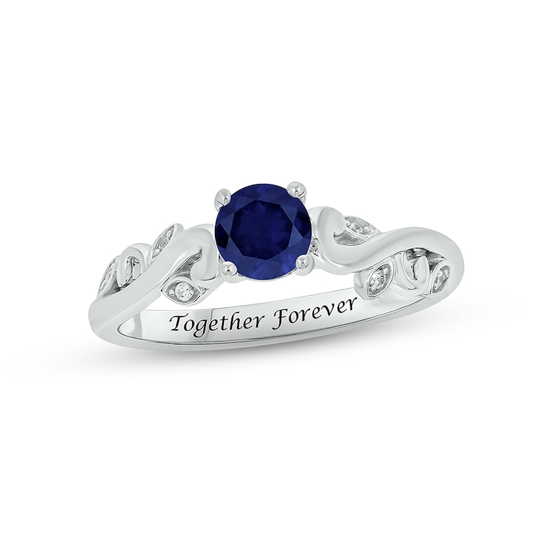 Blue Lab-Created Sapphire & Diamond Promise Ring Sterling Silver