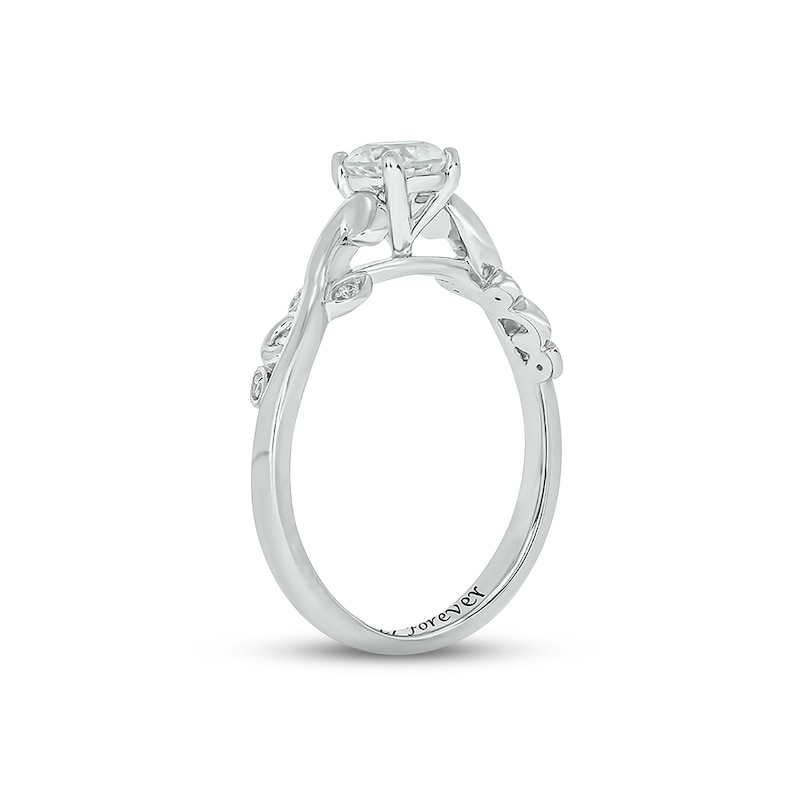White Lab-Created Sapphire & Diamond Promise Ring Sterling Silver