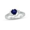 Thumbnail Image 0 of Blue Lab-Created Sapphire & Diamond Heart Promise Ring 1/20 ct tw Round-cut Sterling Silver