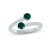 Thumbnail Image 0 of Lab-Created Emerald & Diamond Wrap Promise Ring 1/20 ct tw Round-cut Sterling Silver