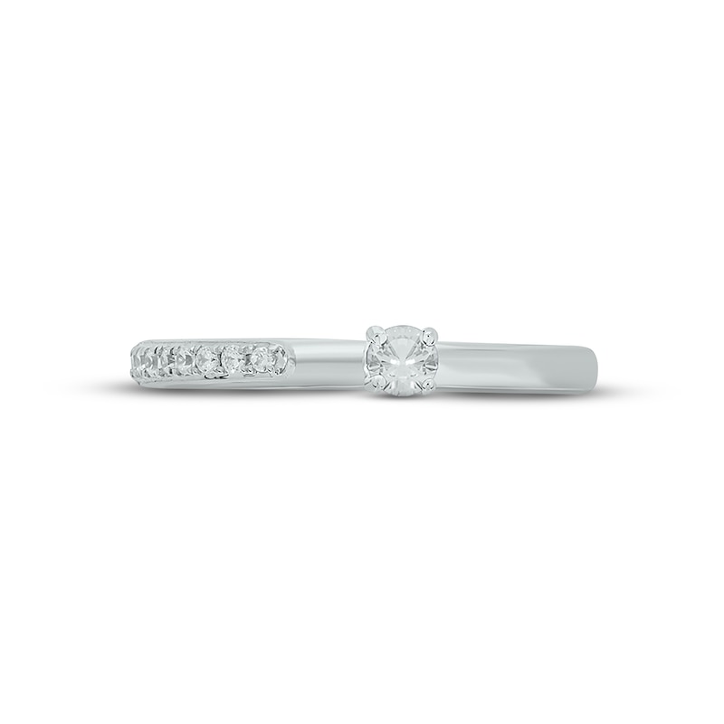 White Lab-Created Sapphire & Diamond Deconstructed Promise Ring 1/10 ct tw Round-cut Sterling Silver