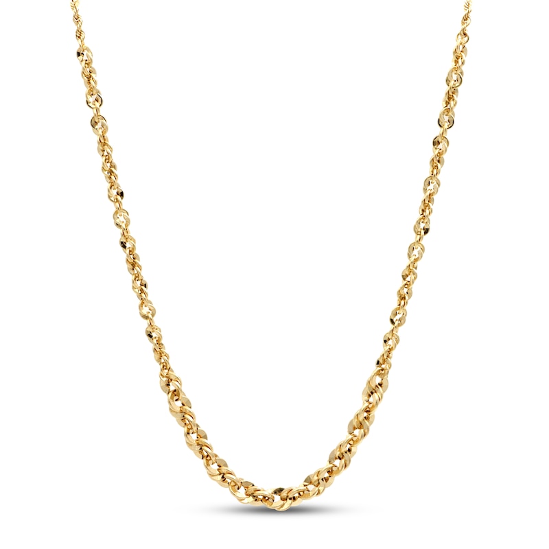 Solid Rope Chain Necklace 10K Yellow Gold 18"
